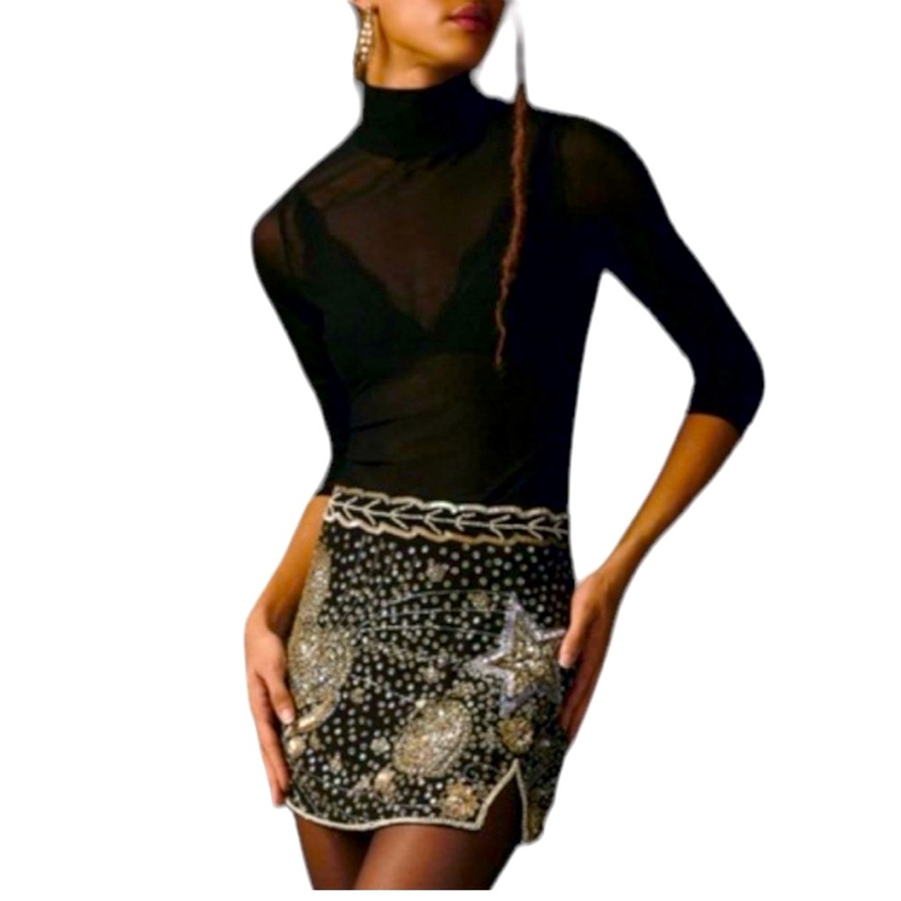 LoveShackFancy Lani Star Heart Embellished mini skirt. 🌟💛 STUNNING Size 6 /Small